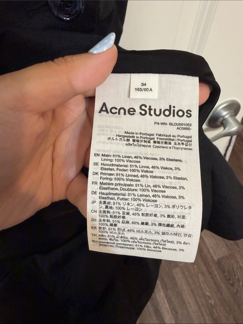 Acne Studios Black Linen-blend Twill Top - Picture 5 of 5